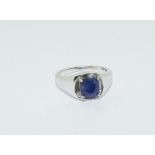 Large sapphire 925 silver claw set ring size Q