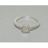 9ct White Gold Ladies Diamond Ring. Size O