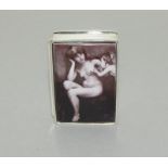 Silver & Enamel Lidded Pill Box with Nude Figure