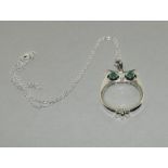 Silver Owl Shaped Magnifying Glass Pendant Necklace with Emerald Eyes