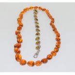 Amber necklace and a green Amber 925 silver bracelet