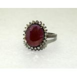 Substantial Ruby & Diamond Ring. Size O. 5.5gms