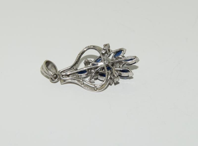 9ct white gold sapphire and diamond chandelier pendant. - Image 4 of 4