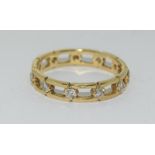 Yellow Gold Diamond Open Linked Full Eternity Ring. Size M.