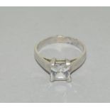 14ct white gold ladies solitaire ring size K