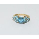 9ct Gold Blue Stone Ring. Size M