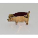 Brass Cased Pig Pin cushion.