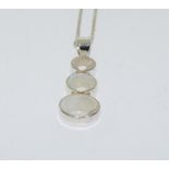 Large mystic moonstone 925 silver pendant