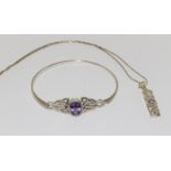 Scottish silver amethyst bracelet and pendant
