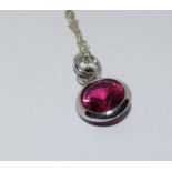 Large Ruby 925 silver solitaire pendant