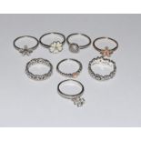 8 genuine Pandora 925 ale silver rings various sizes