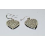 Antique designed heart 925 silver earrings