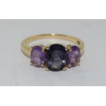 9ct Gold Amethyst Ring. Size Q