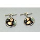 Pair of Silver & Enamel Cufflinks