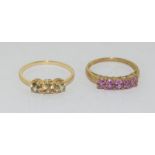 2 x 9ct Gold Rings. Size S & Q