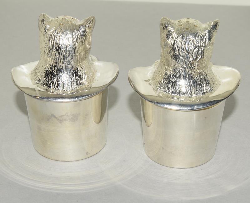 Pair of Silver Plated Cat in the Hat Condiments - Image 4 of 7