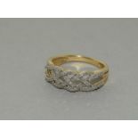 9 carat gold ladies modernist lattice ring size N