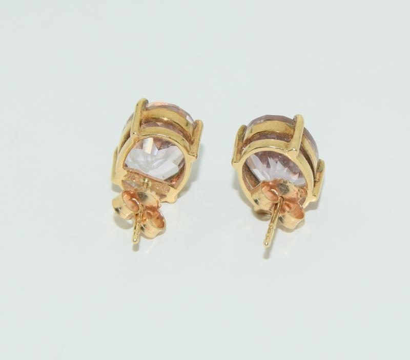 9ct gold ladies kunzite earrings. - Image 3 of 4