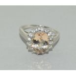 9ct White Gold Antique Set Quartz Ring. Size N