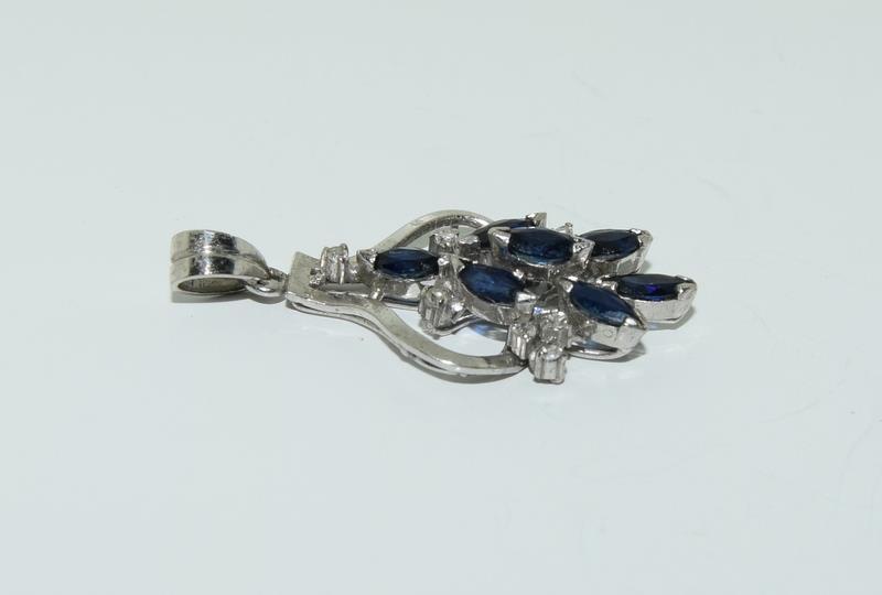 9ct white gold sapphire and diamond chandelier pendant. - Image 3 of 4