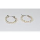 Cultured pearl 925 silver hoop earrings