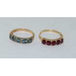 2 x 9ct Gold Semi Precious Stone Rings.