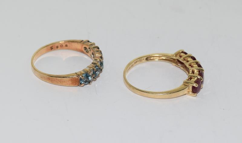 2 x 9ct Gold Semi Precious Stone Rings. - Image 2 of 3