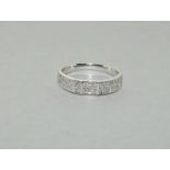 9ct White Gold Diamond Ring of Belt Form. 40 Points Approx