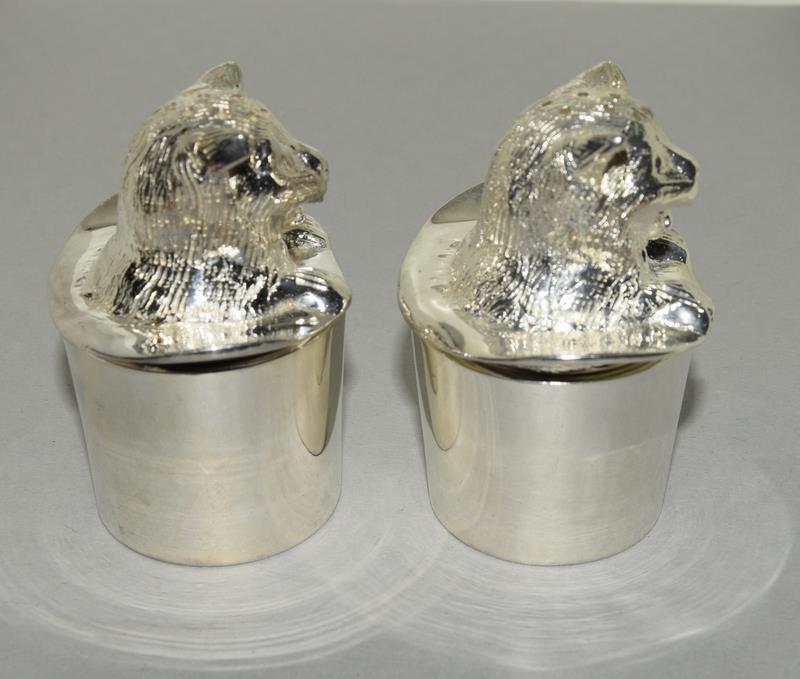 Pair of Silver Plated Cat in the Hat Condiments - Image 3 of 7