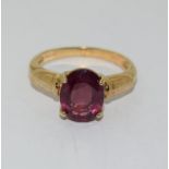 9ct Gold Synthetic Ruby Ring. Size N