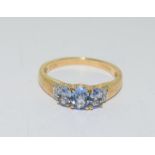 9 carat gold ladies tanzanite and diamond ring size N