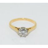 18ct Gold ladies Diamond Solitaire ring. Size N.