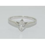 18ct White Gold Marquise cut Solitaire ring - approx 0.50 points. Size O.