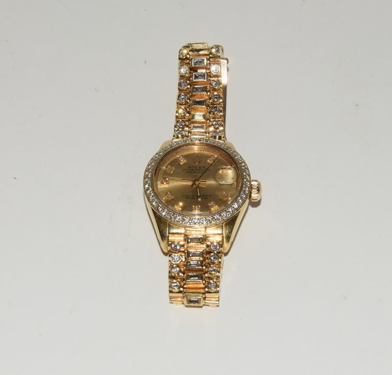 Rolex 18ct Gold Diamond dial, Diamond bracelet Ladies Date/Just wristwatch. - Image 2 of 11