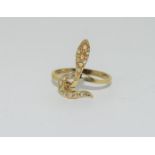 9ct Gold On Silver Opaline Snake ring.