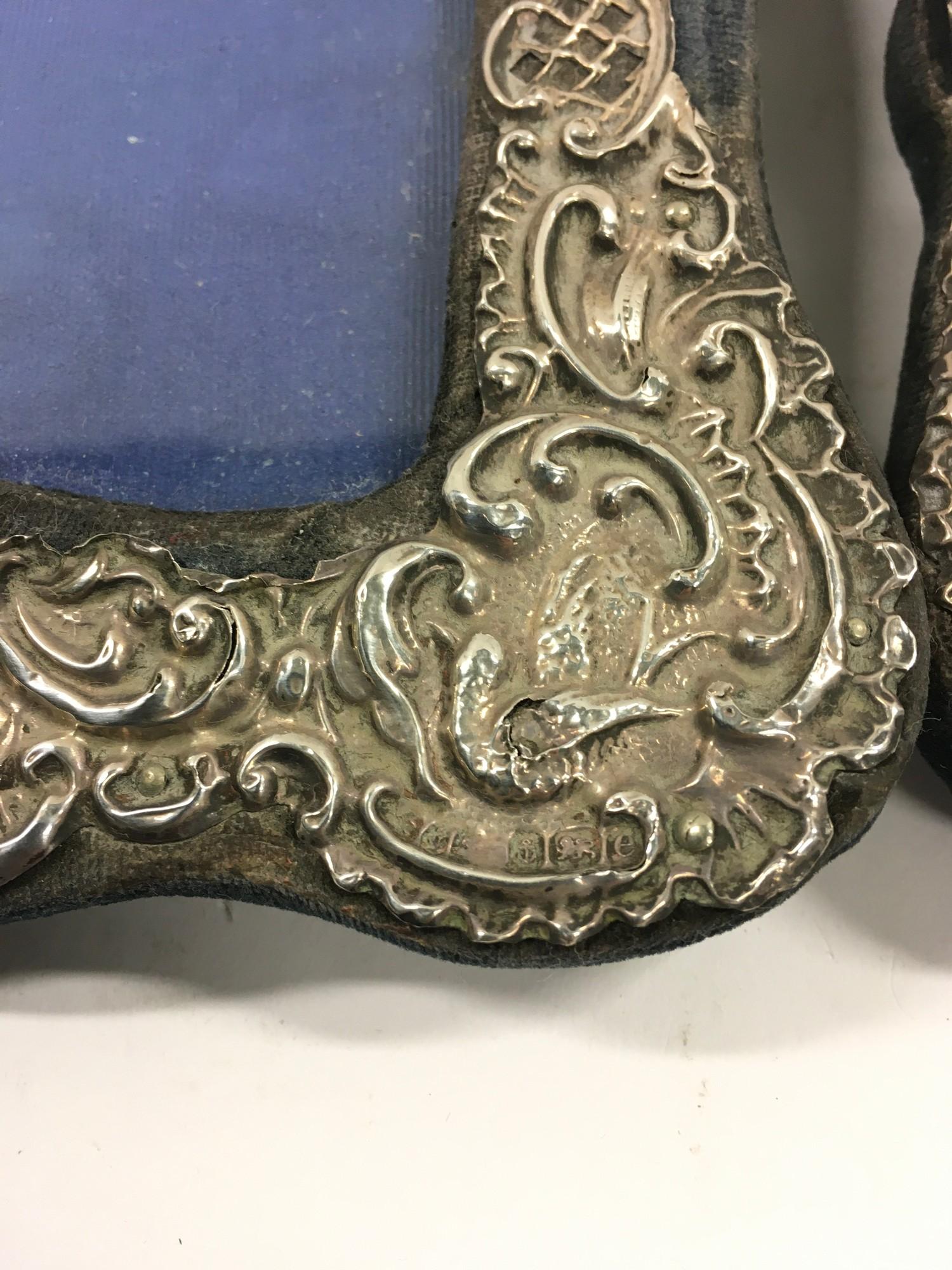 2 filigree Silver Embossed picture frames and a Victorian travelling picture frame. - Image 2 of 3