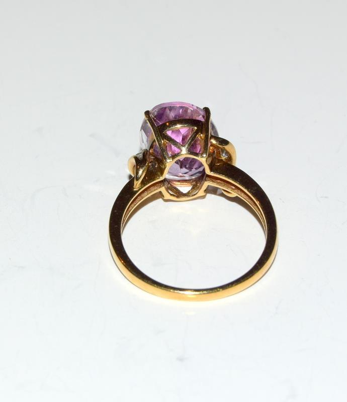 9ct Gold Ladies Pink Topaz and Diamond Ring, Size O. - Image 3 of 6