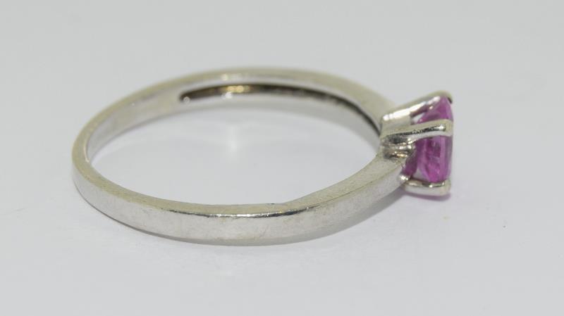 9ct White Gold Solitaire Ring. Size Q - Image 2 of 4