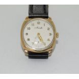 9ct Gold Atisto wrist watch of railway interest.