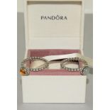 2 Genuine Pandora 925 a/e Silver Gemset Rings.