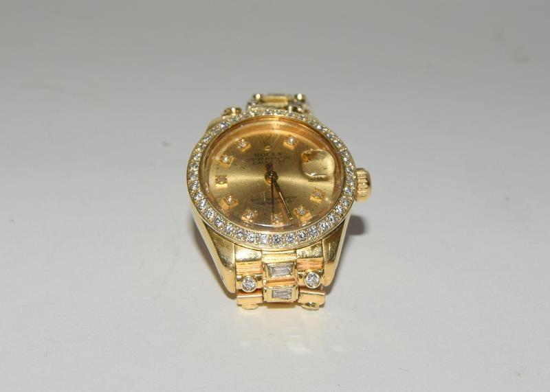 Rolex 18ct Gold Diamond dial, Diamond bracelet Ladies Date/Just wristwatch. - Image 5 of 11