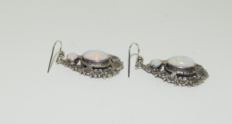 Silver Opal Earrings. (NI008) - Image 2 of 3