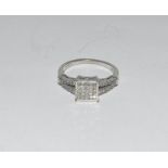 18-carat White Gold ladies Diamond ring - hallmarked 0.5 carat, Size M.