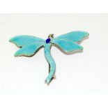 JA and S Silver and Enamel Art Nouveau dragonfly brooch - hallmark 1913.