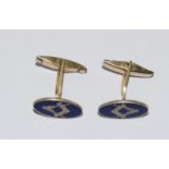 Pair of 9ct Gold Hallmarked Masonic Enamel Cufflinks. 8.6g
