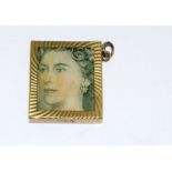 9ct Gold Folded £1 Note Charm. 27x23mm. 4.7g