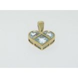 9ct Gold Aquamarine Heart Pendant.