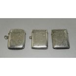 3 Silver Hallmarked Vesta Cases