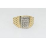 Gents 9ct Gold and Diamond Signet ring - hallmarked 0.33 of a carat, size U.