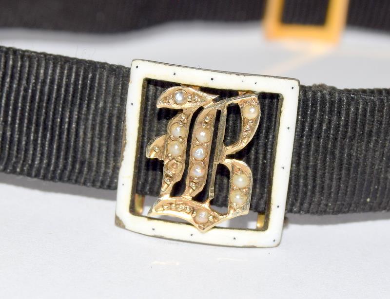 Victorian mourning bracelet with 9ct gold and enamel mounts - Image 2 of 5